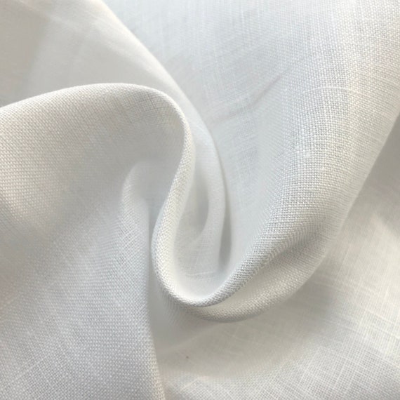 52" 100% Linen 5.5 OZ White Woven Fabric By the Yard