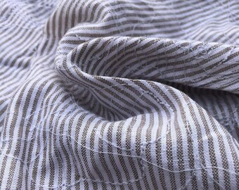 60" Yellow 100% Linen Striped Floral Flower Embroidered Woven Fabric By the Yard
