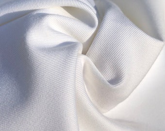 Tela de sarga de algodón Pima blanco, 60" de ancho, calidad para prendas de vestir, cortada a medida.