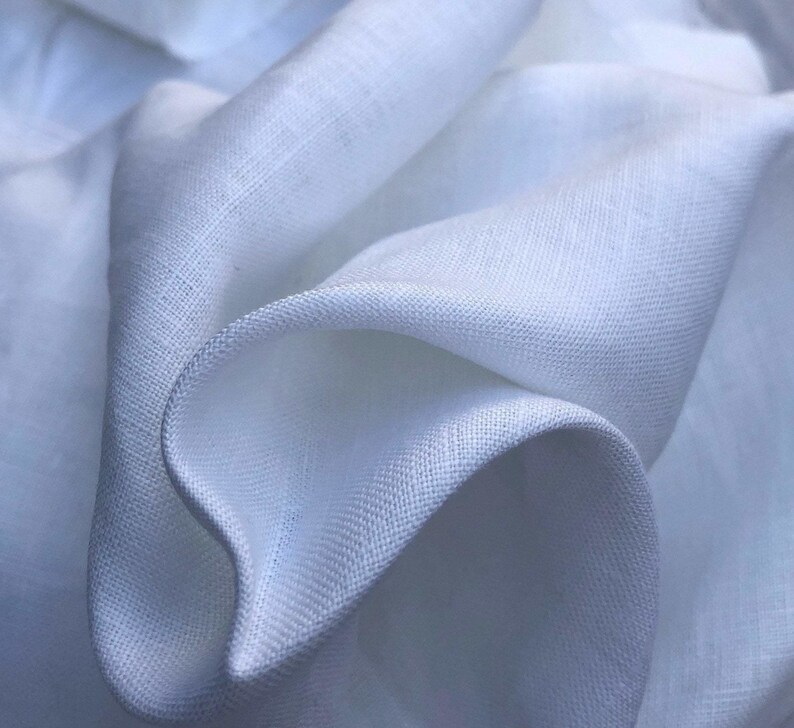 Optic White Linen Fabric, Light-Medium Weight 6 OZ - 58" Wide image 3
