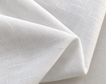 52" 100% Linen 5.5 OZ White Woven Fabric By the Yard