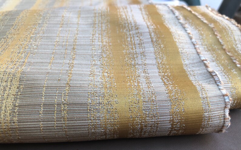 PRECUT 4 Yards 100/% Striped Pattern Cotton Gold /& Beige Cream Heavy Woven Fabric