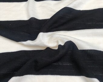 66" Modal Spandex Striped Black & White Knit Fabric By the Yard