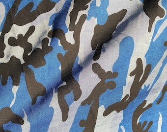 Blue Camouflage Tencel Fabric, 60" Wide Chambray Lyocell, Apparel Sewing By The Yard