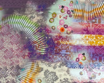 100% Silk Japanese Lightweight Daisy Rainbow Earthy Silk Fabric by the Yard - Luxury Material for Sewing, Dressmaking, and Crafts