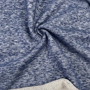 Tela de felpa francesa de algodón grueso, color azul lavado ácido / 15 oz. Tela de felpa francesa gruesa para sudadera, cortada a medida.