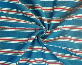 Striped Cotton Jersey Knit Fabric, Navy Yellow Stripe, 48% Cotton 50 Polyester 2 Spandex 149 GSM, Soft Drapey Apparel, Sold by the Yard