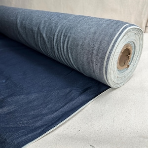 Denim japonês simples azul escuro com ourela | Tecido plano vendido por metro | Denim texturizado 340 GSM/11 oz para calças jeans, jaquetas e camisas