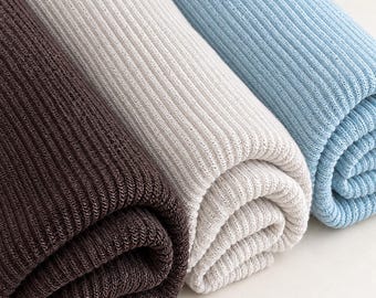 100% Cotton Heavyweight Ribbed Knit Fabric, 400 GSM, Sold by Yard