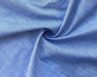 58&quot; 100% Cotton Pima 3 OZ Chambray Voile Baby Blue Light Woven Fabric By the Yard