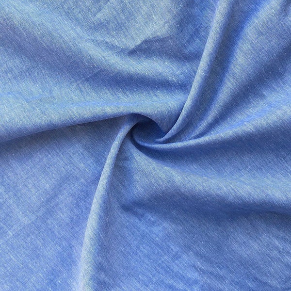 58" 100% Cotton Pima 3 OZ Chambray Voile Baby Blue Light Woven Fabric By the Yard