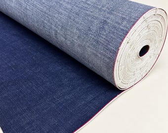Dark Blue Raw Japanese Selvedge Denim Fabric, Heavyweight Cotton 421 GSM, 32"-40" Wide, By The Yard