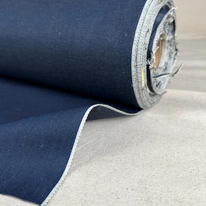 Denim japonés azul marino oscuro con orillo / Tejido cortado a medida / Denim de 375 g/m²/11 oz / Denim texturizado para vaqueros, chaquetas y camisas