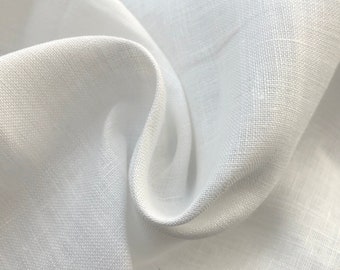 52" 100% Linen 5.5 OZ White Woven Fabric By the Yard