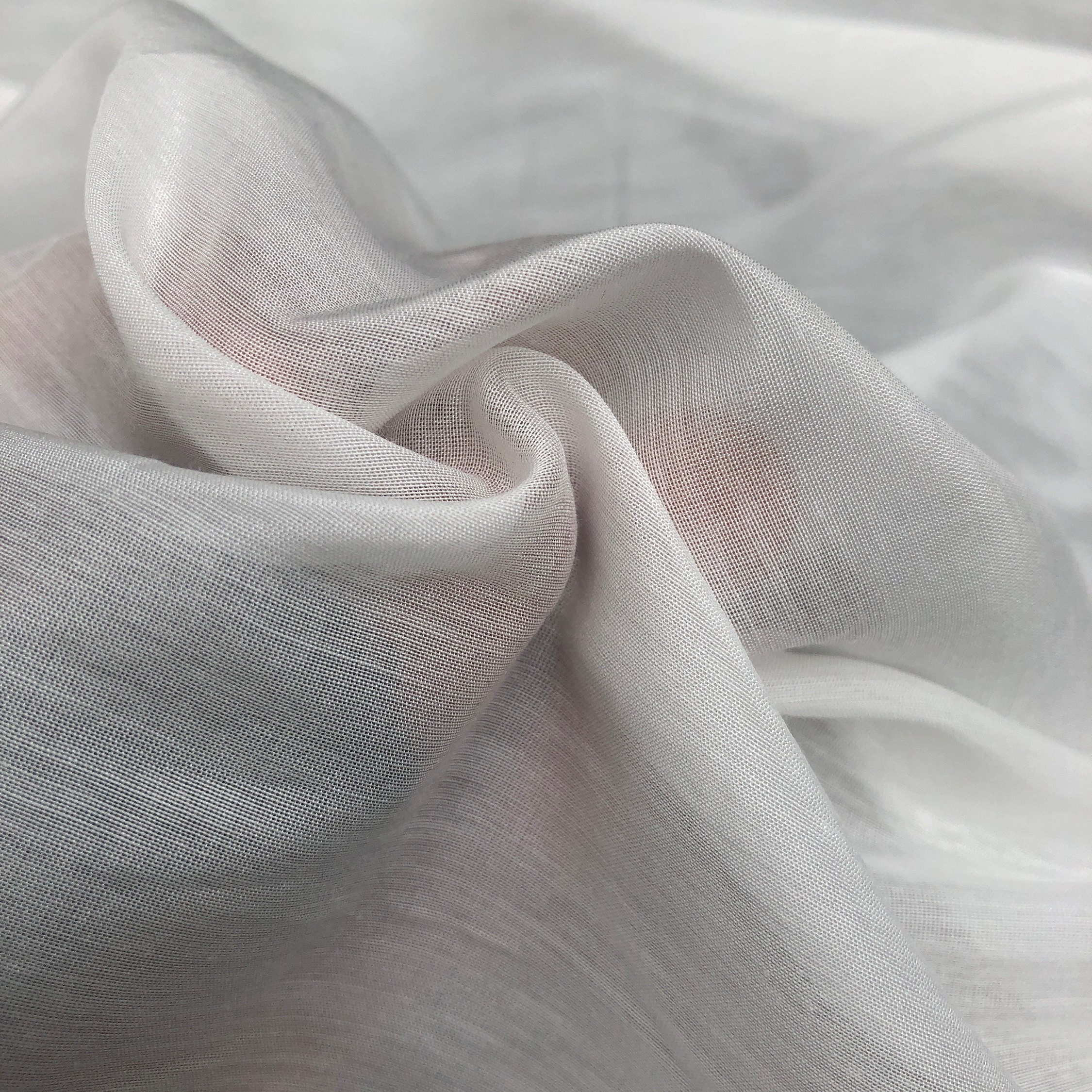 54 White 100 Pima Cotton Voile See Through Sheer & Light Woven Fabric