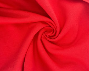Organic Red Cotton Fleece Medium Weight | 350 GSM/ 12 OZ Knit Sweatshirt Fabric By The Yard