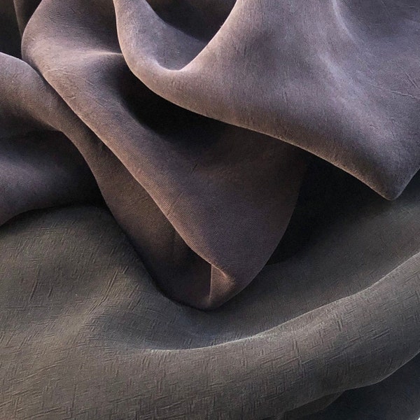 58" 100% Rayon Bemberg Enzyme Washed Silk-Hand Purple & Black 7 OZ Light Woven Fabric By the Yard