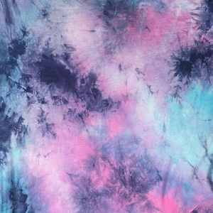 Tie Dyed Bamboo Spandex Knit Fabric - Cotton Candy Pink Blue, 60" Wide image 4