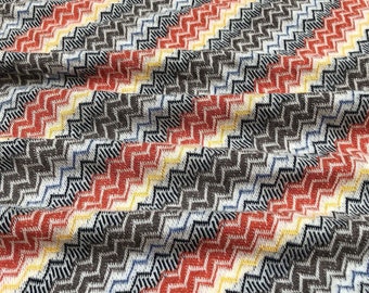 58" 100% Cotton Chevron Zigzag Laundered Multicolor Rainbow Yarn Dyed Knit Fabric By the Yard