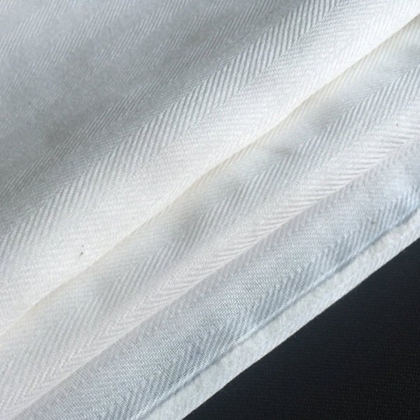 62" PFD Herringbone Polyester Woven Pocketing Light Off White Woven Fabric By the Yard