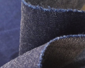 62" Japanese 100% Lyocell Tencel Denim Dark Indigo Blue Heavy Woven Fabric By the Yard