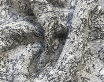 42" Rayon Viscose Floral Jacquard Heather Gray Woven Fabric By the Yard
