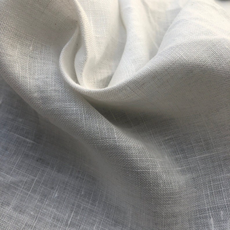 60 100% Linen 4 OZ Handkerchief White Woven Fabric By the Yard image 2