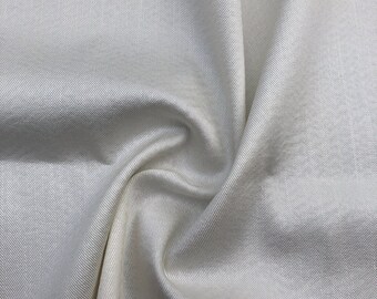 56" Spanish Tencel Lyocell Cotton Spandex  Stretch Gabardine Twill Satin White Woven Fabric By the Yard