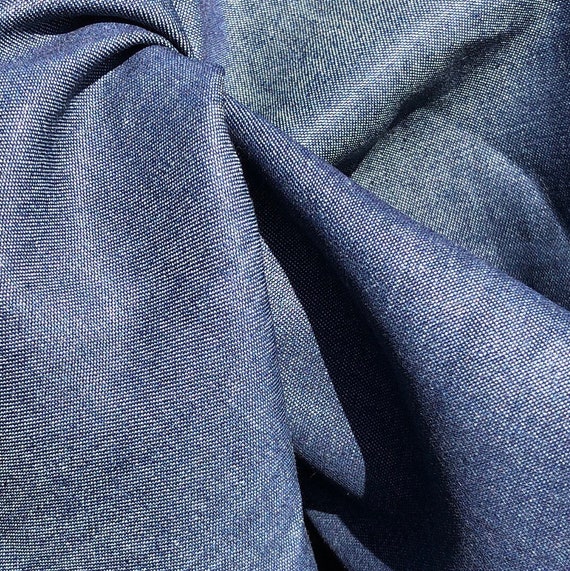 100% Cotton Chambray Denim Fabric Navy Summer Lightweight