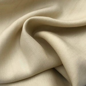 60&quot; Beige 100% Lyocell Tencel Gabardine Twill Eco Friendly Medium Weight Woven Fabric By the Yard