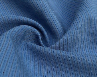 58" Tencel Lyocell Cotton Striped Light Medium Weight Ocean Blue Woven Fabric By the Yard