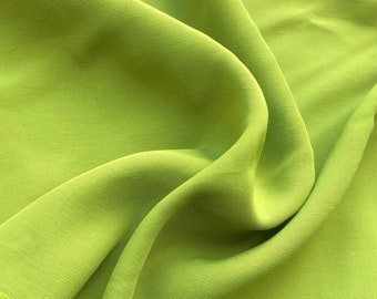 58" 100% Rayon Faille Blitz Bright Neon Green Light Weight Woven Fabric By the Yard