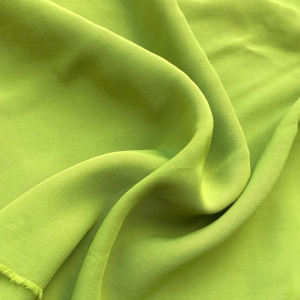 58" 100% Rayon Faille Blitz Bright Neon Green Light Weight Woven Fabric By the Yard