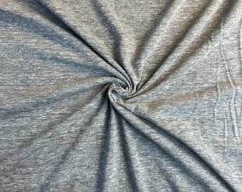 Gray Nep Slub Knit Fabric, 90% Cotton 10 Polyester 100 GSM, Textured Lightweight Apparel Textile, Sold by the Yard