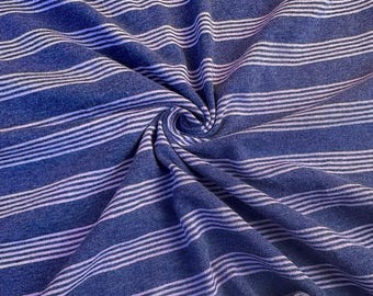 Striped Cotton Jersey Knit Fabric, Purple Stripe, 60% Cotton 40 Polyester 146 GSM, Soft Drapey Apparel, Sold by the Yard