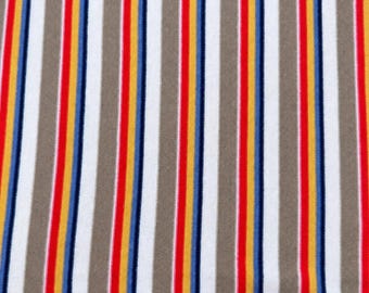 Striped Cotton Jersey Knit Fabric, Red Yellow White Beige Blue, 65% Cotton 35 Polyester 147 GSM, Sold by the Yard