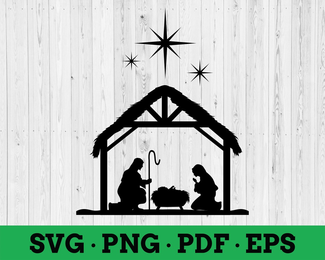Nativity Scene SVG, Instant Digital Download Holiday Farmhouse, Words