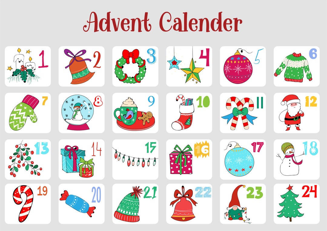 Christmas Advent Activity Cards, Kids Advent Cards, Advent, Advent