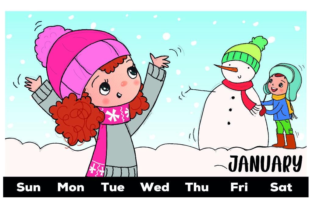 Printable Calendars, Undated Printable Kids Calendars, Watercolor ...