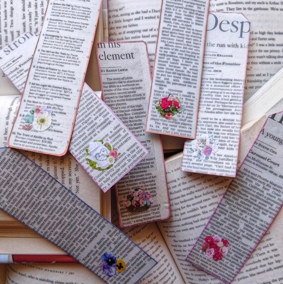 newspaper flowers bookmarks etsy news paper flower