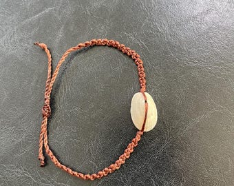 Fissurella Nodosa Shell Bracelet | Hand-Knotted Waxed Cord Beach Jewelry