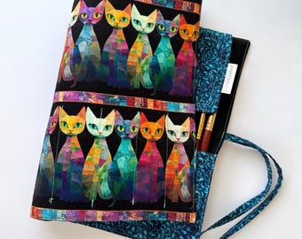 Brush Roll for Cat-loving Artists, Travel, Storage
