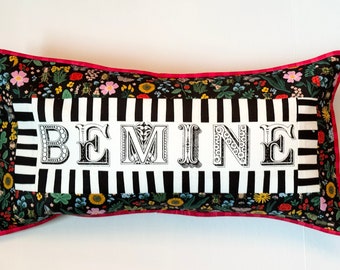 Valentine Pillow with “Be Mine” message Rifle Paper Co.