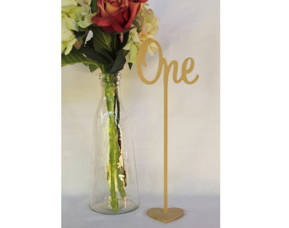 Set of 15 Freestanding wedding wooden table numbers with base/sticks 