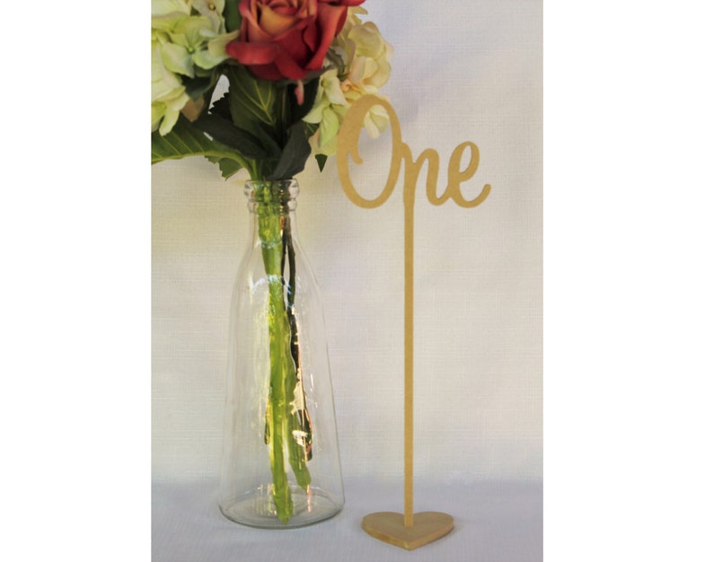 Set of 10 Freestanding wedding wooden table numbers with base//sticks