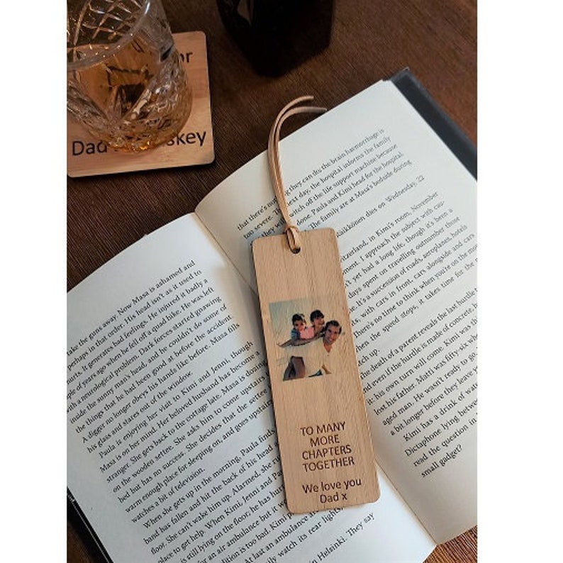 Personalised Photo Wooden Bookmark for Dad Daddy Grandpa image 1