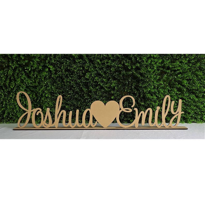 Personalised Custom Wedding Names With Heart Freestanding Etsy Australia