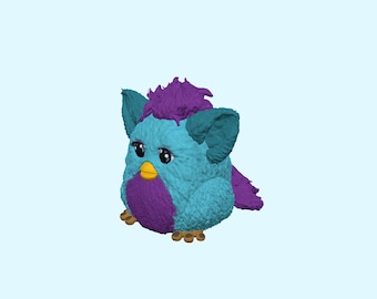Funky Furby With Box and Spoon 2006 WORKING Purple and Green