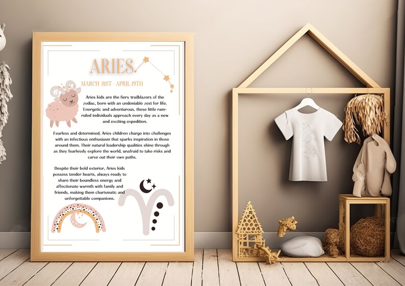 Aries Zodiac Sign Printable Poster for Kids Astrology Nursery Decor