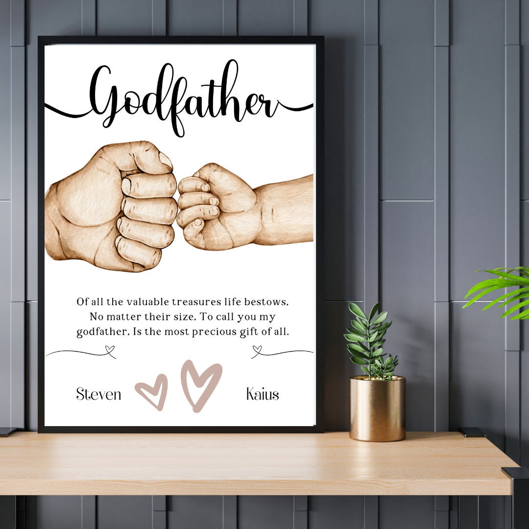 Personalised Godfather Printable Wall Art, Gift for Godparent, Gift for ...